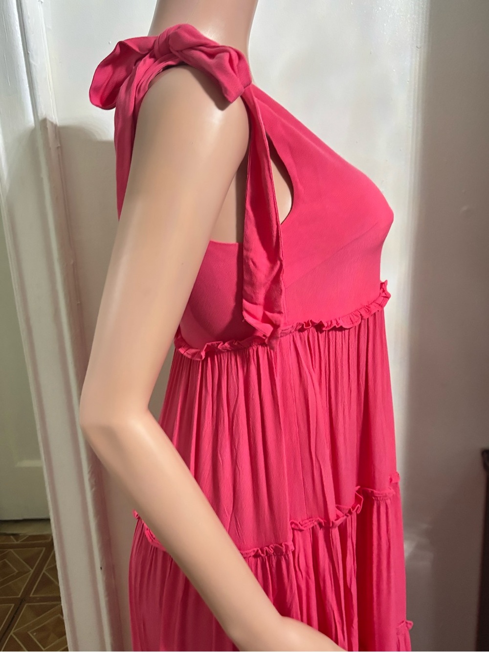 Nwt Love, Bonito Women’s Sleeveless Tie-Shoulder Pink Tiered Maxi Dress — image 8 of 8